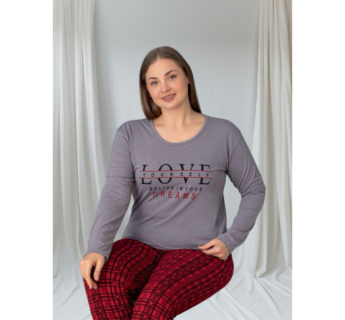 Піжама жіноча, домашній костюм штани та кофта довгий рукав норма Love