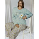 Піжама жіноча, домашній костюм штани та кофта довгий рукав норма голуба з ромашками 
