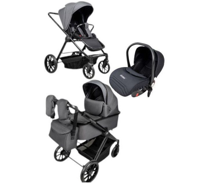  Детская коляска 3в1 Ninos Estrella Grey Black