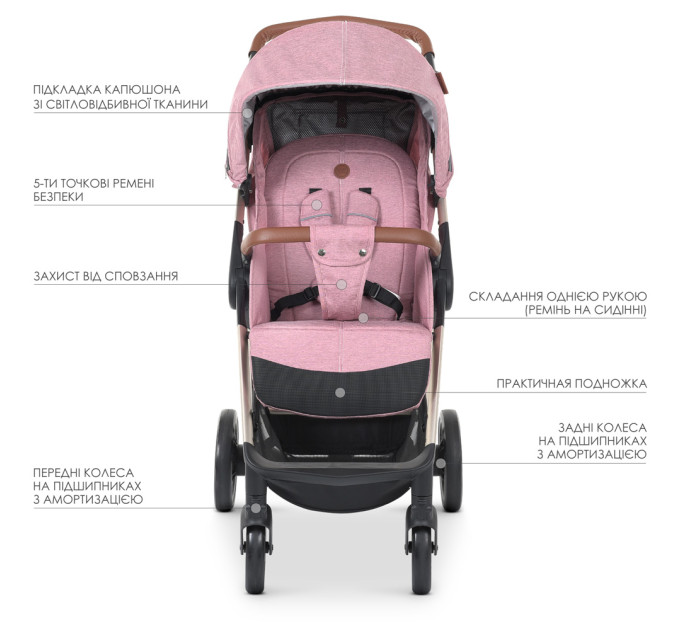 Коляска детская ME 1071-1 GALLANT v.2 Mauve Rose