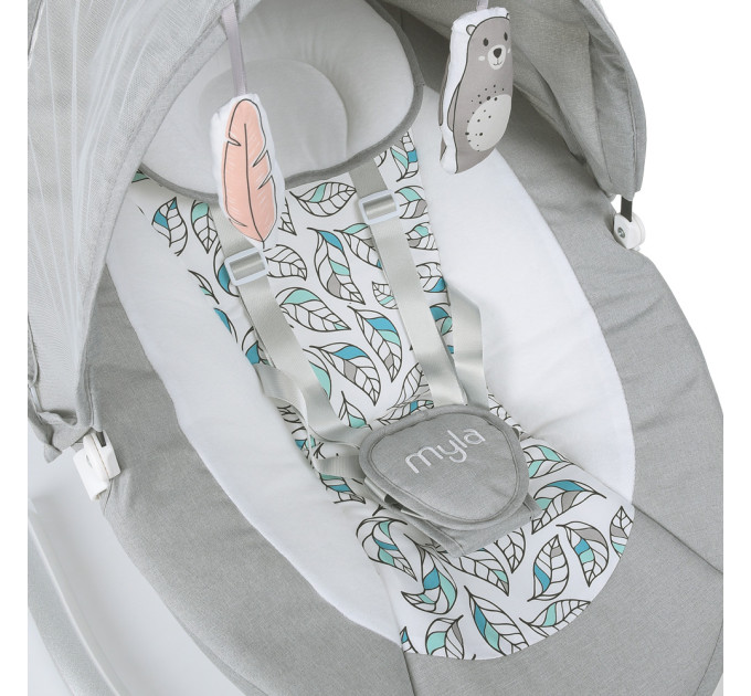 Укачивающий центр ME 1074 MYLA Gray Mint Feathes