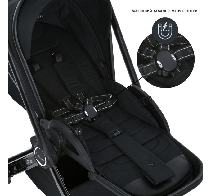 Коляска детская 2в1 ME 1124 PRESTIGE Jet Black