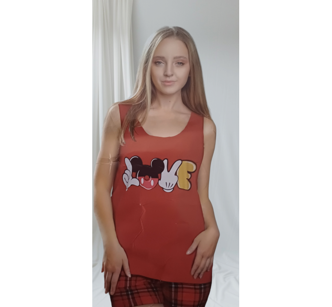 Піжама жіноча, комплект шорти та майка  Love норма 